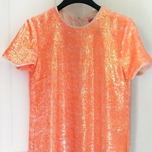 J. Crew Electric Sherbet Orange Sequin Dress